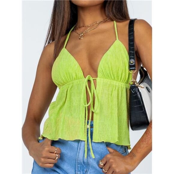 Halter Neck Cami with Tie Front Detail - Picture 7 of 16